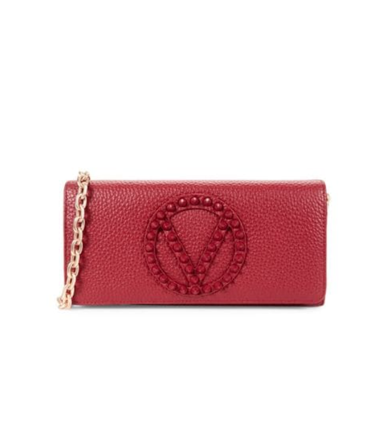 Valentino by Mario Valentino Cartera de piel con tachuelas y cadena con logo