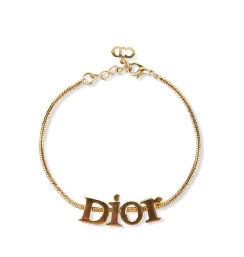 Dior Pulsera vintage con logotipo en tono dorado