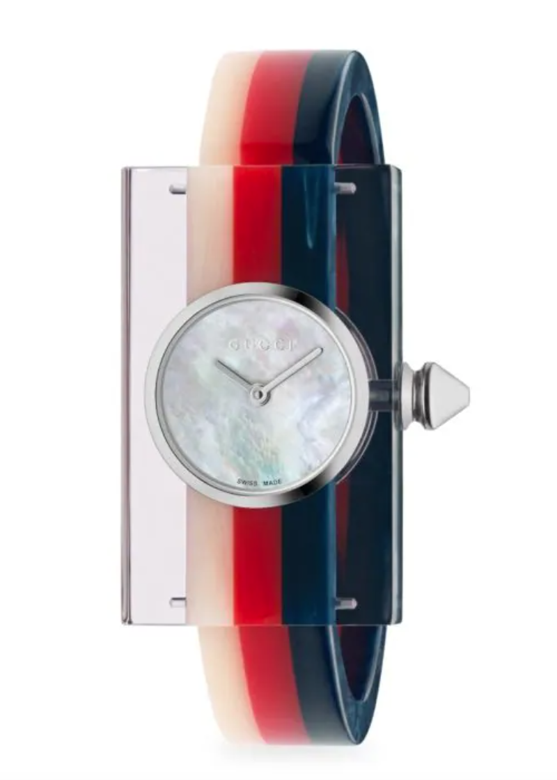 Gucci Reloj de plexiglás a rayas