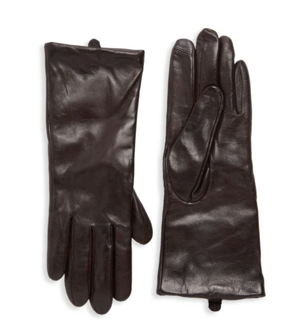 Saks Fifth Avenue Guantes técnicos con forro de cachemira de cuero pulido