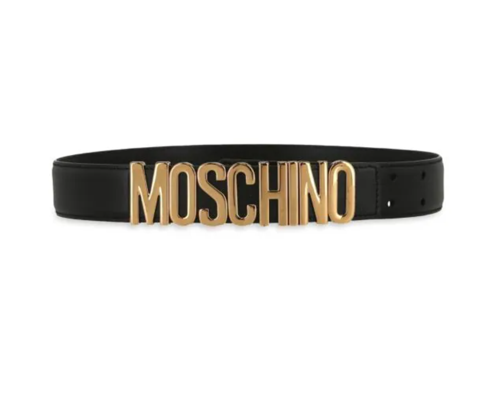 Moschino Cinturón de piel con placa del logo