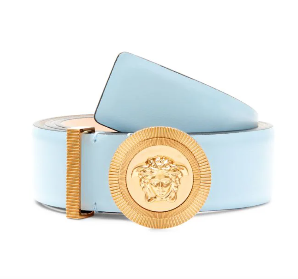 Versace Cinturón de cuero con hebilla deslizante Medusa Biggie