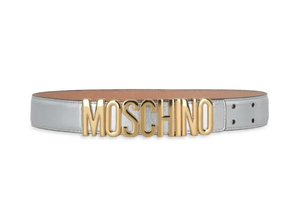 Moschino Cinturón de piel con tachuelas y logo