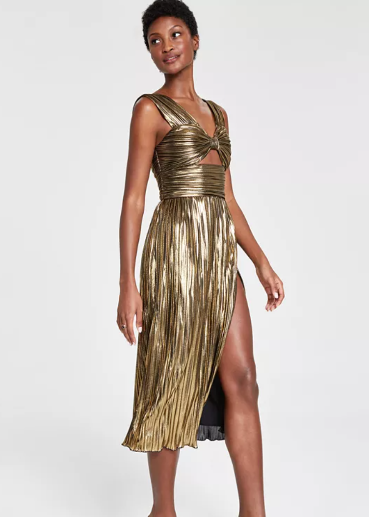 Vestido midi con abertura y lazo en la parte delantera para mujer