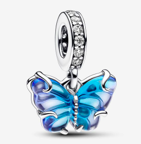 Charm colgante mariposa de cristal de Murano azul