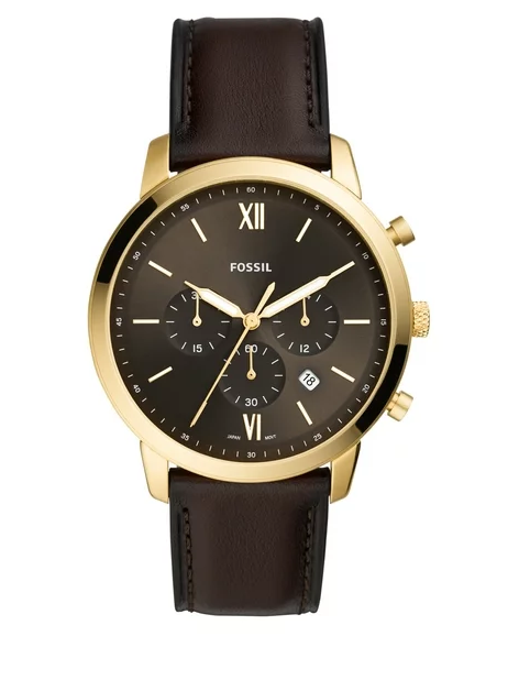 Fossil Reloj de cuero marrón con cronógrafo Neutra para hombre