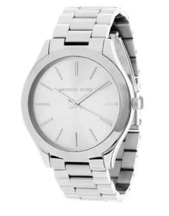 Michael Kors Runway MK3178 Reloj de moda de cuarzo de acero inoxidable plateado par