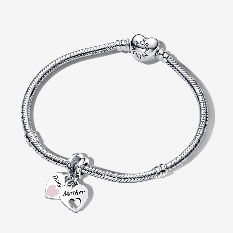 Juego de pulsera y dije de corazón divisible para madre e hija