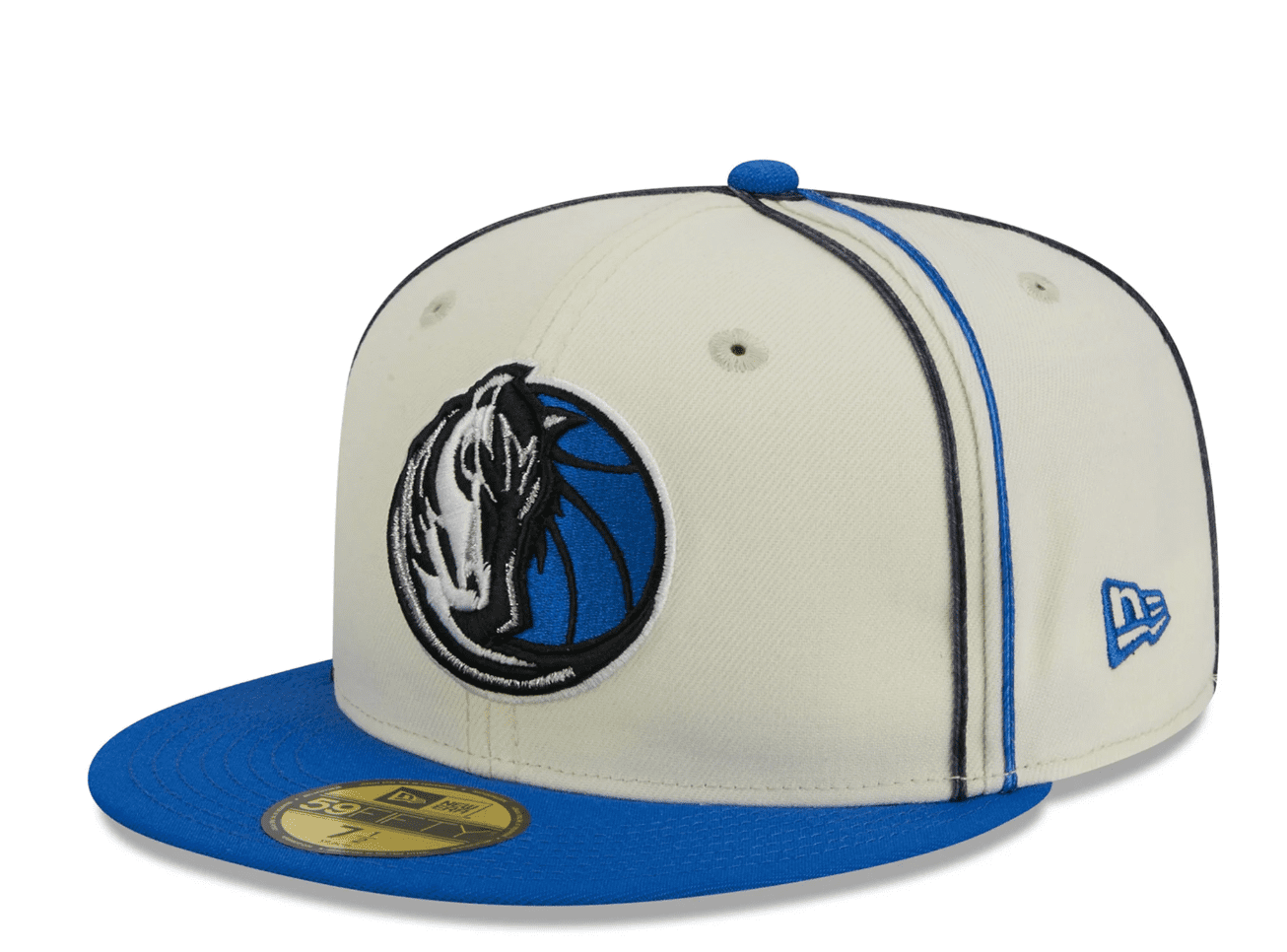 Gorra ajustada 59FIFTY de dos tonos con ribetes de los Dallas Mavericks crema/azul de