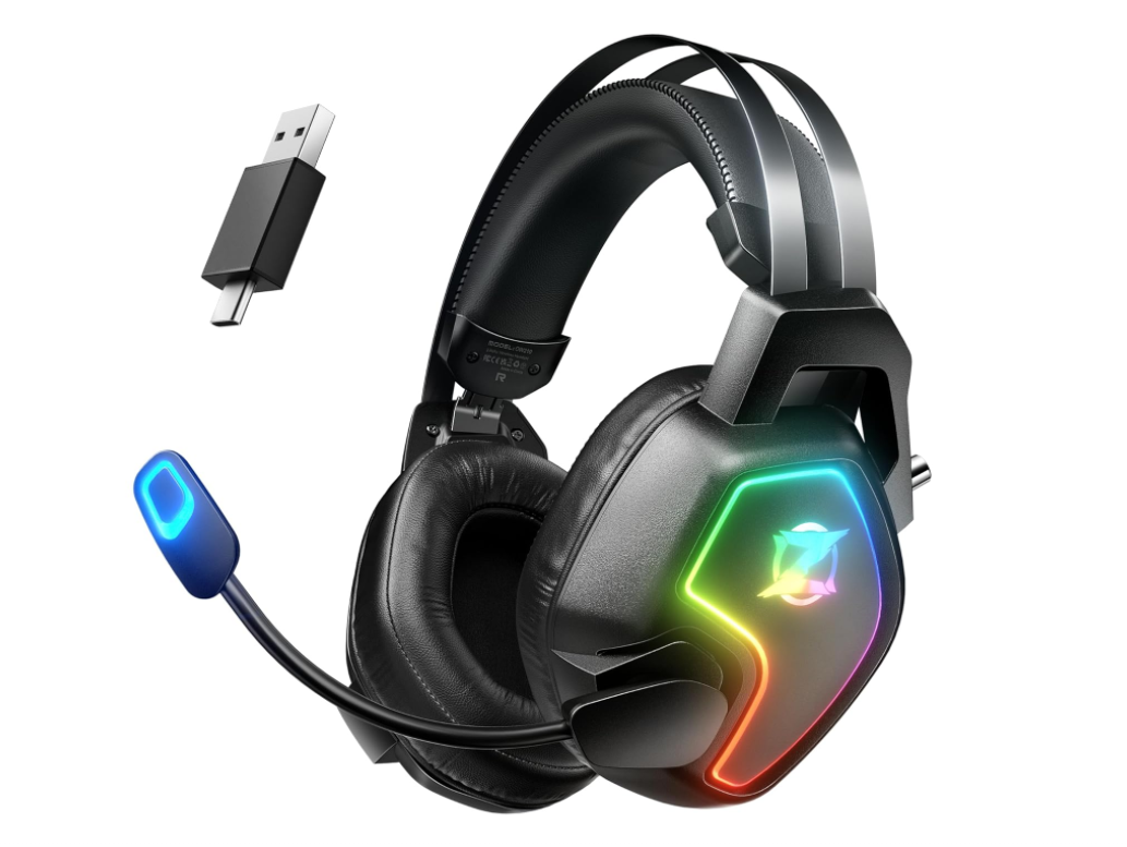 Ozeino Wireless Gaming Headset for Ps5 Ps4 PC Laptop, 7.1 Surround Sound, ENC Mic, 2.