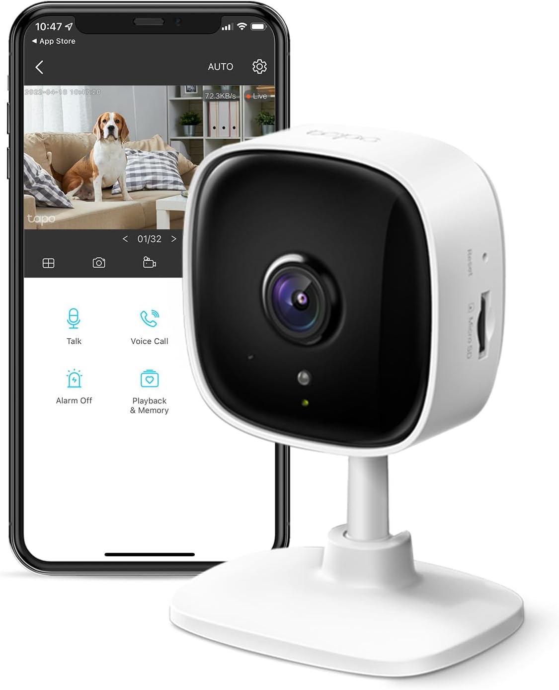 TP-Link Tapo 1080P Cámara de seguridad interior para monitor de bebé y perros