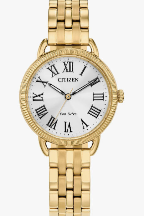 Citizen Reloj clásico Eco-Drive con borde de moneda para mujer, 3 manecillas