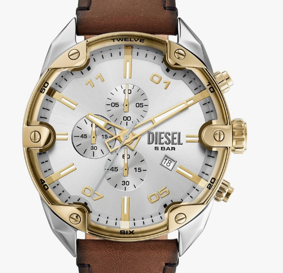 Diesel Spiked Reloj para hombre, cronógrafo con pulsera de acero inoxidable o correa 