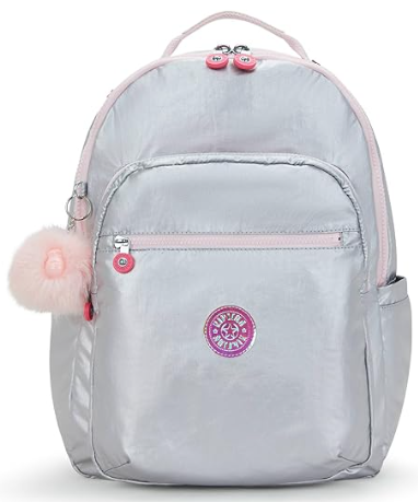 Kipling Mochila Seoul para mujer, Ice Silver Met, Kipling Mochila Seoul para mujer,