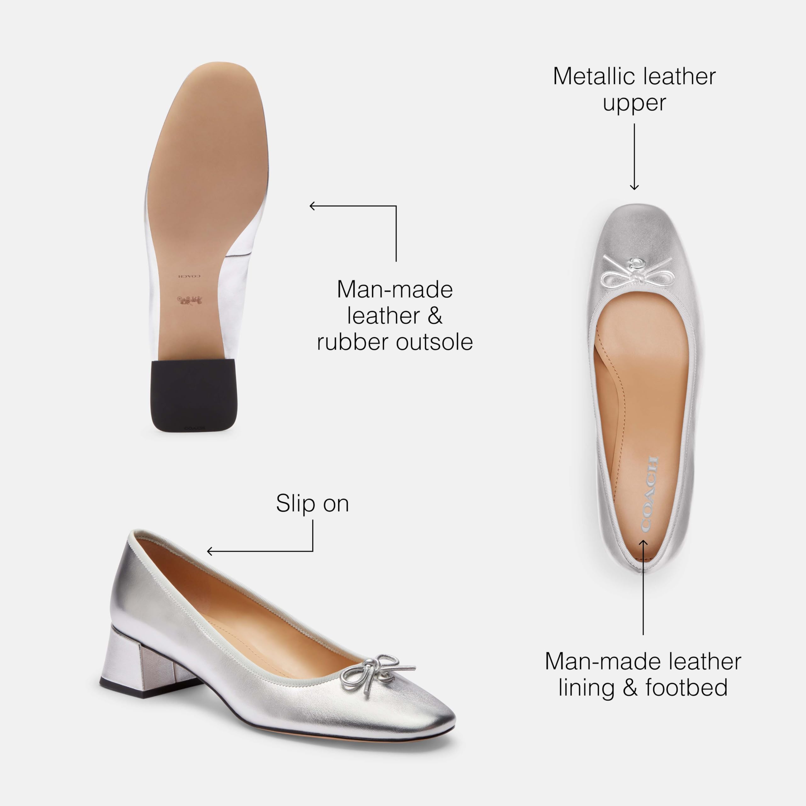 COACH CU224 SLV 10 B AVA Metálico LTH Plata 10 B para mujer