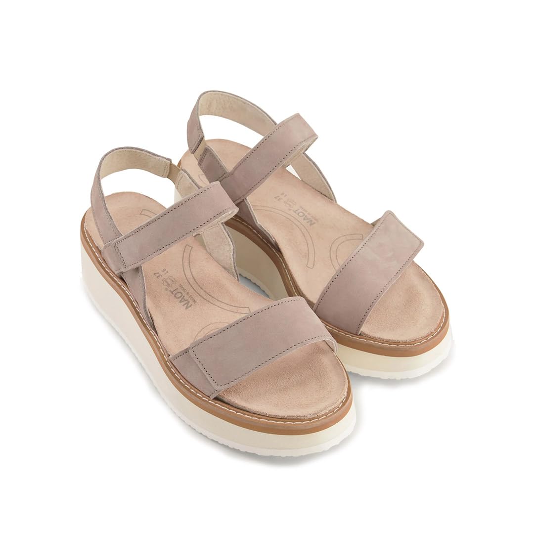 NAOT Footwear Sandalia Merengue para Mujer Nubuck Piedra con Suela Blanca - 5 M-W US