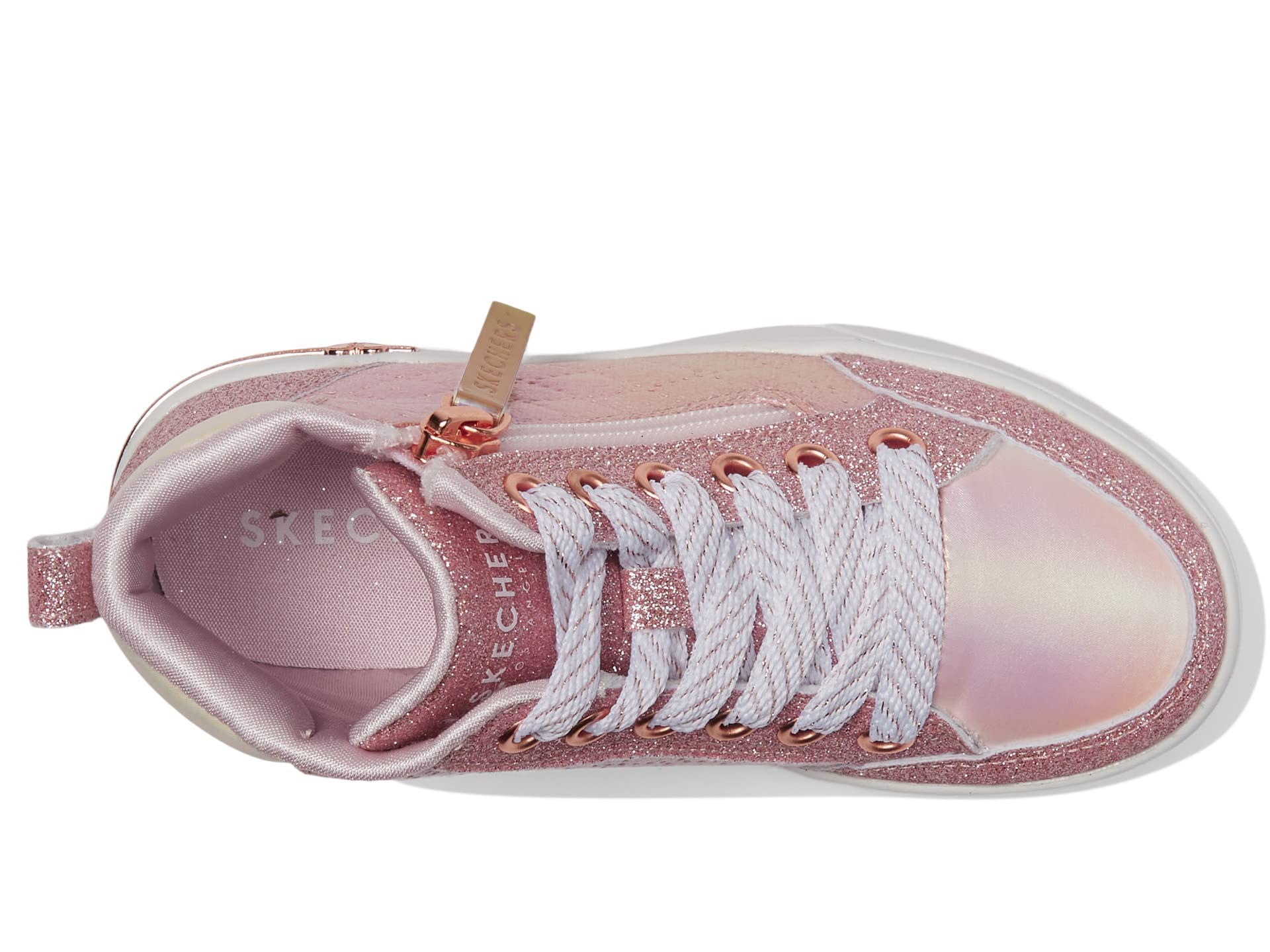 Skechers Kids Shoutouts - Zapatilla deportiva con cremallera Glimmer, oro rosa, 5,5 n