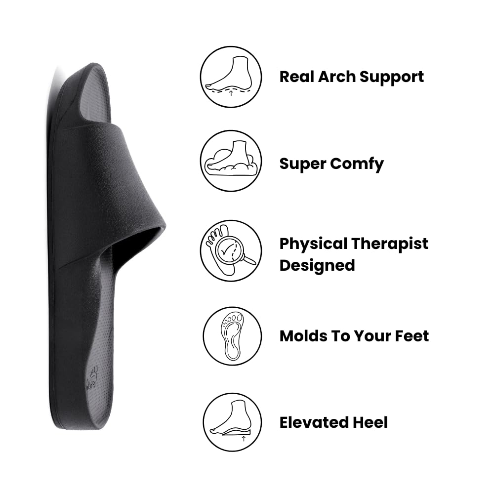 Archies Arch Support Slides - Sandalias de recuperación ortopédicas para aliviar la f