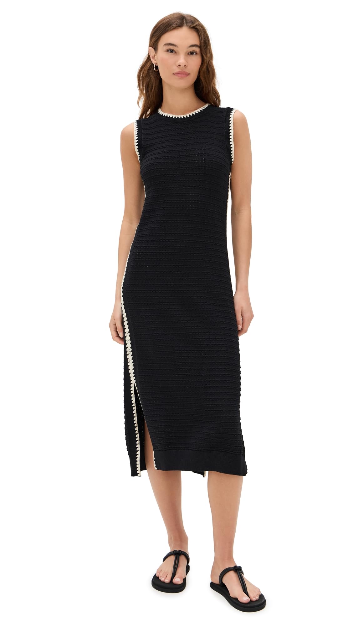 Varley Dwight Vestido de Punto sin Mangas para Mujer, Negro, M