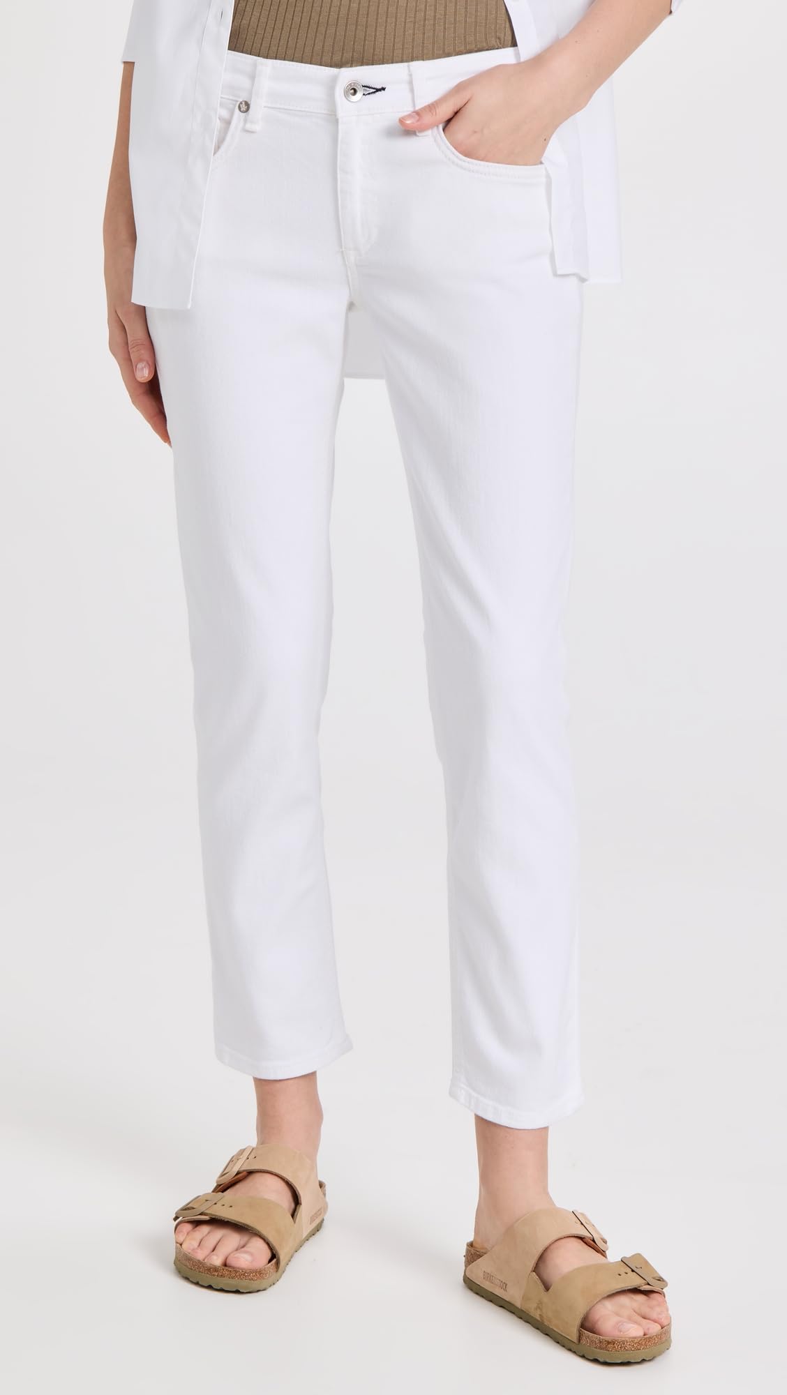 rag & bone Dre Vaqueros Boyfriend de Talle Bajo para Mujer, Blanco óptico, 27