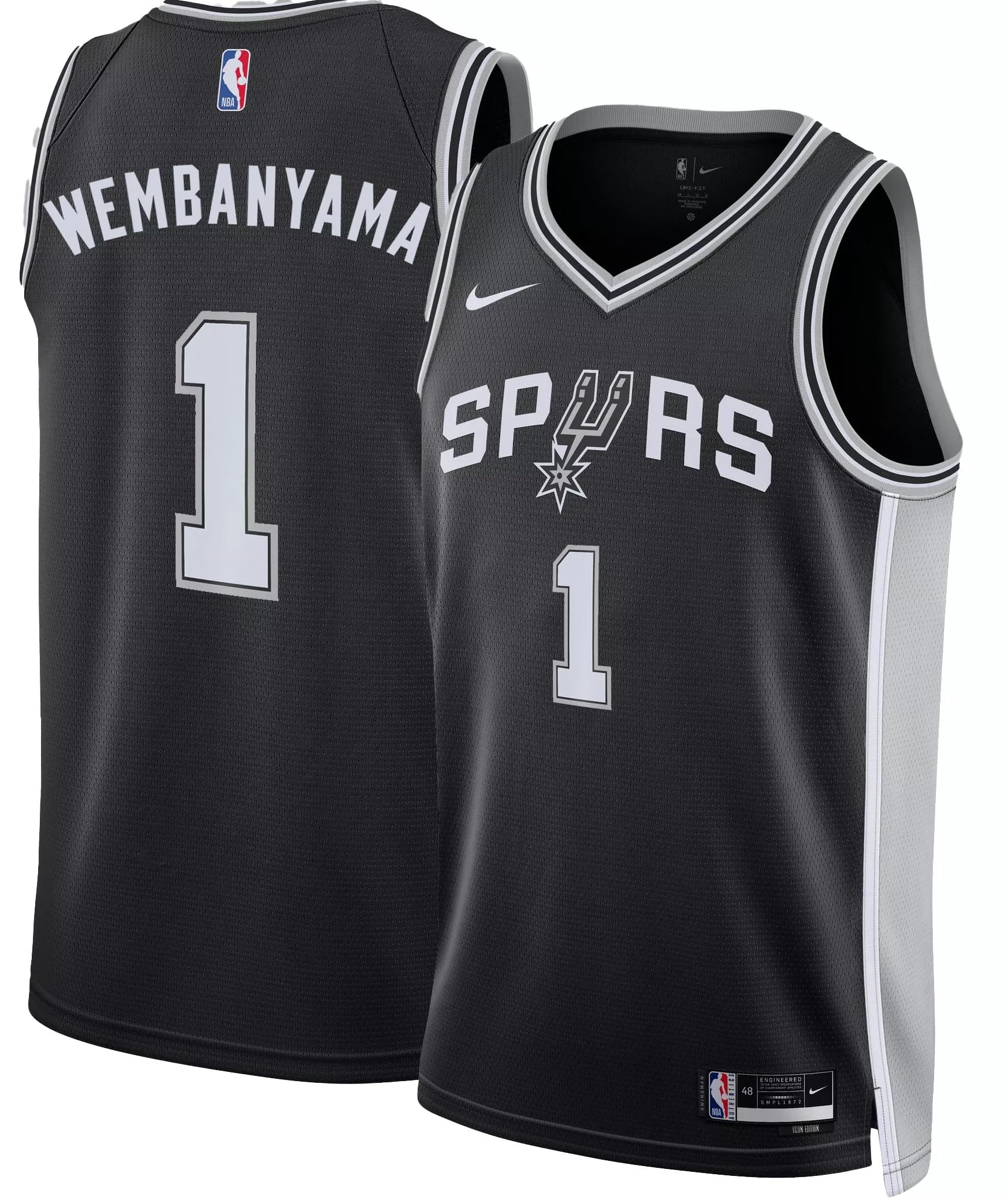 Nike- Victor Wembanyama- San Antonio Spurs- Camiseta Swingman negra juvenil - Edición