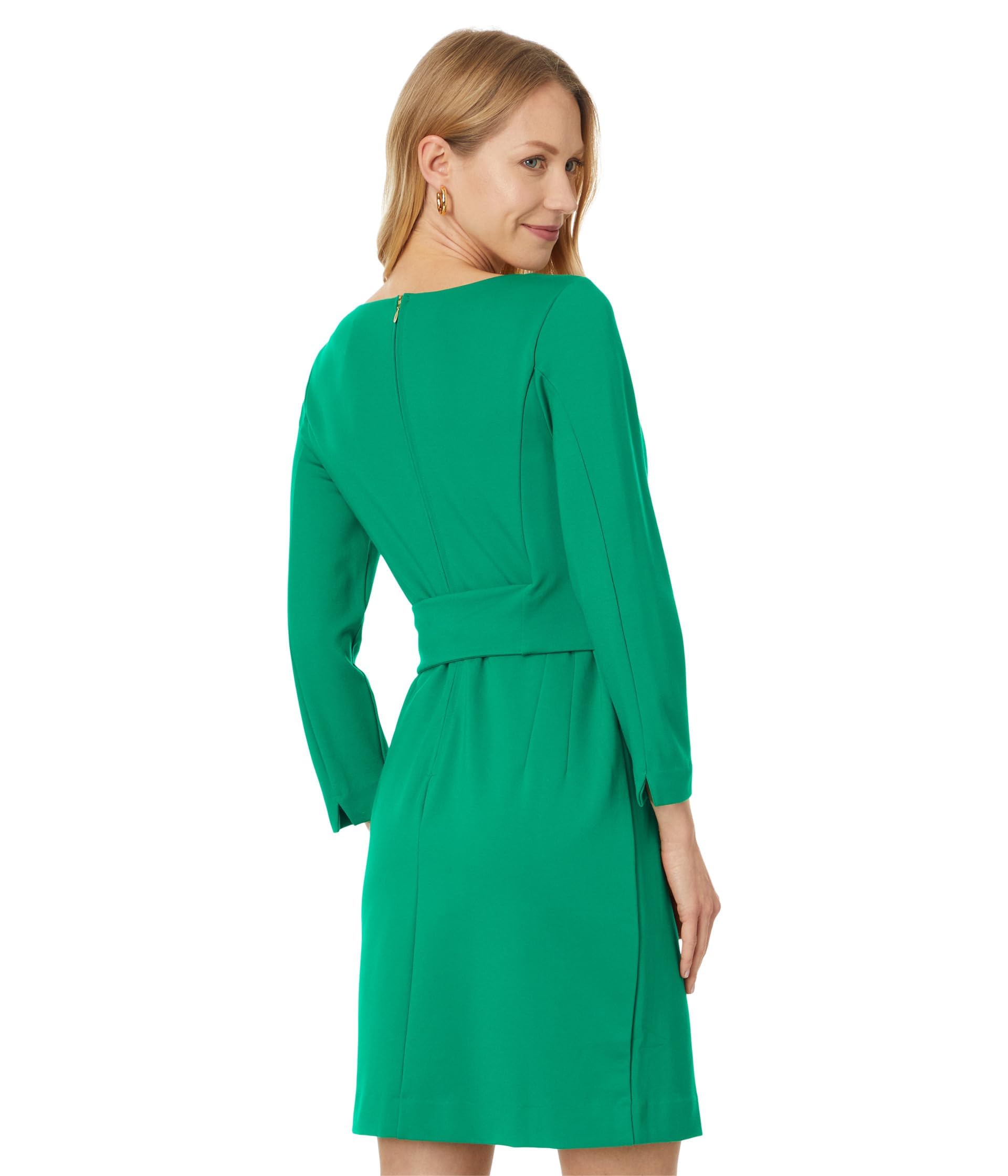 Lilly Pulitzer Vestido Leighton de manga 3/4 para mujer, color verde hoja de violín, 