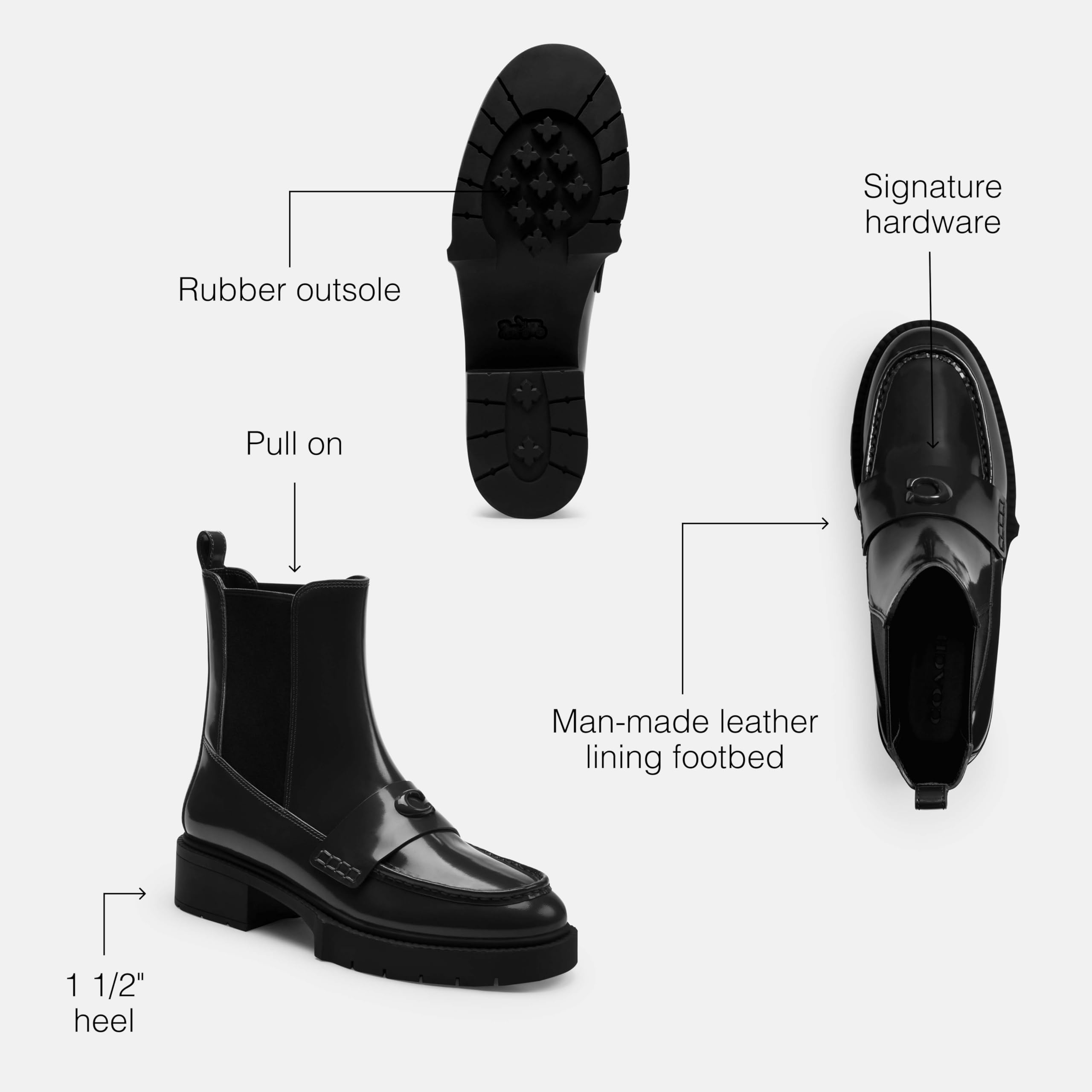 CX024 BLK 8 B Louisa LTHR Botín Negro 8 B