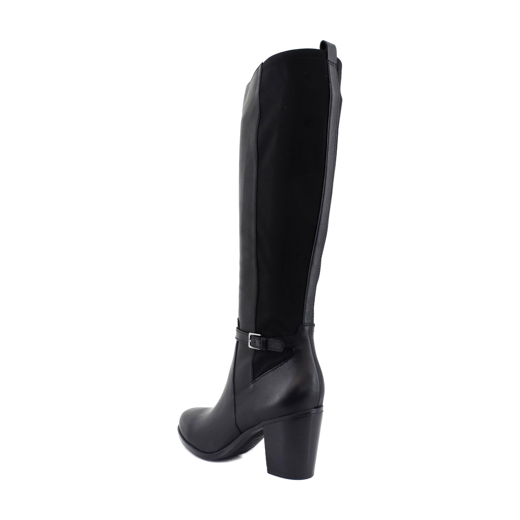 Naturalizer Kalina-Stretch Botas hasta la rodilla para mujer, cuero y tela negro, 11 