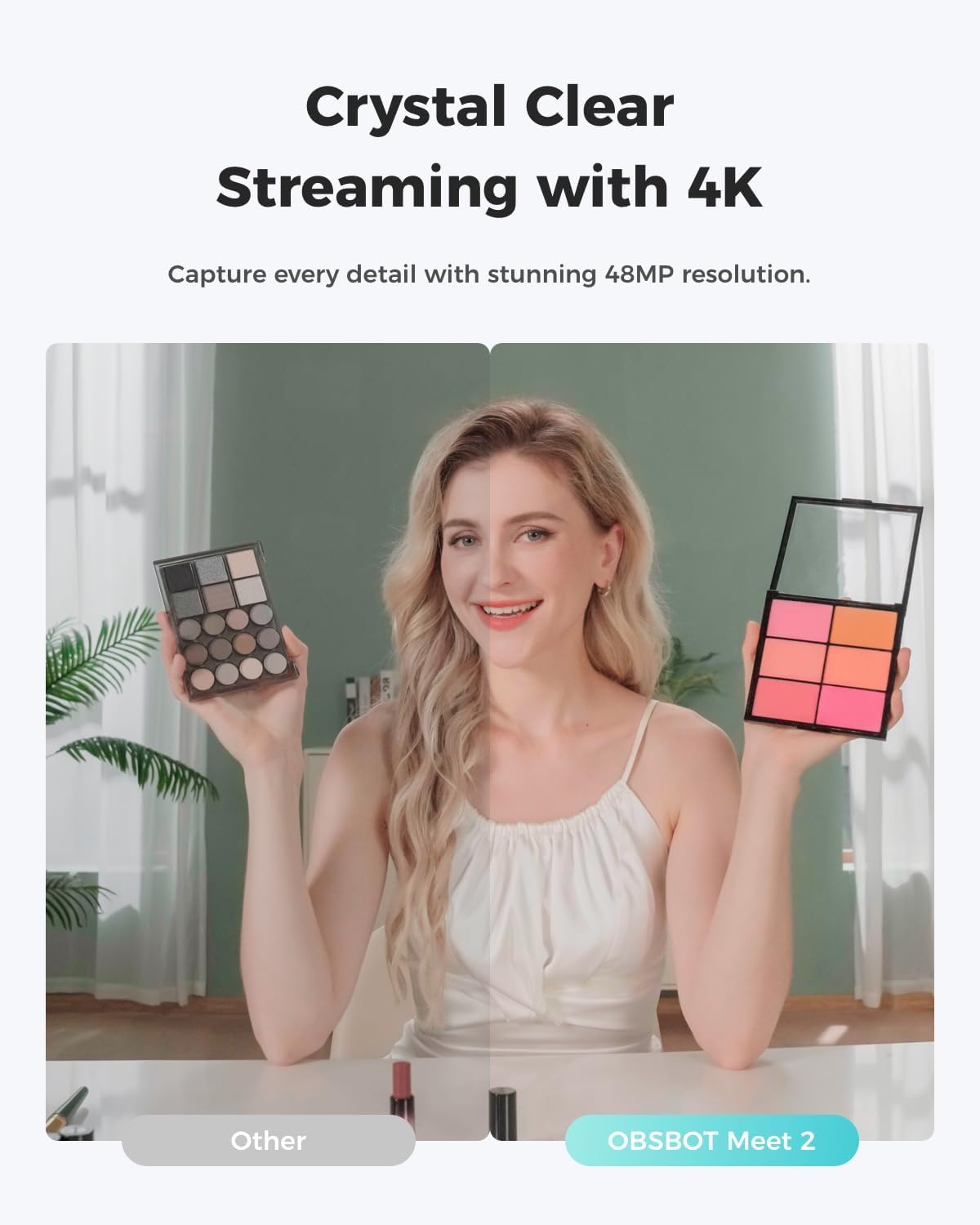 OBSBOT Meet 2 Cámara web de transmisión Ultra HD 4K, 1080p a 60 FPS, cámara de videoc