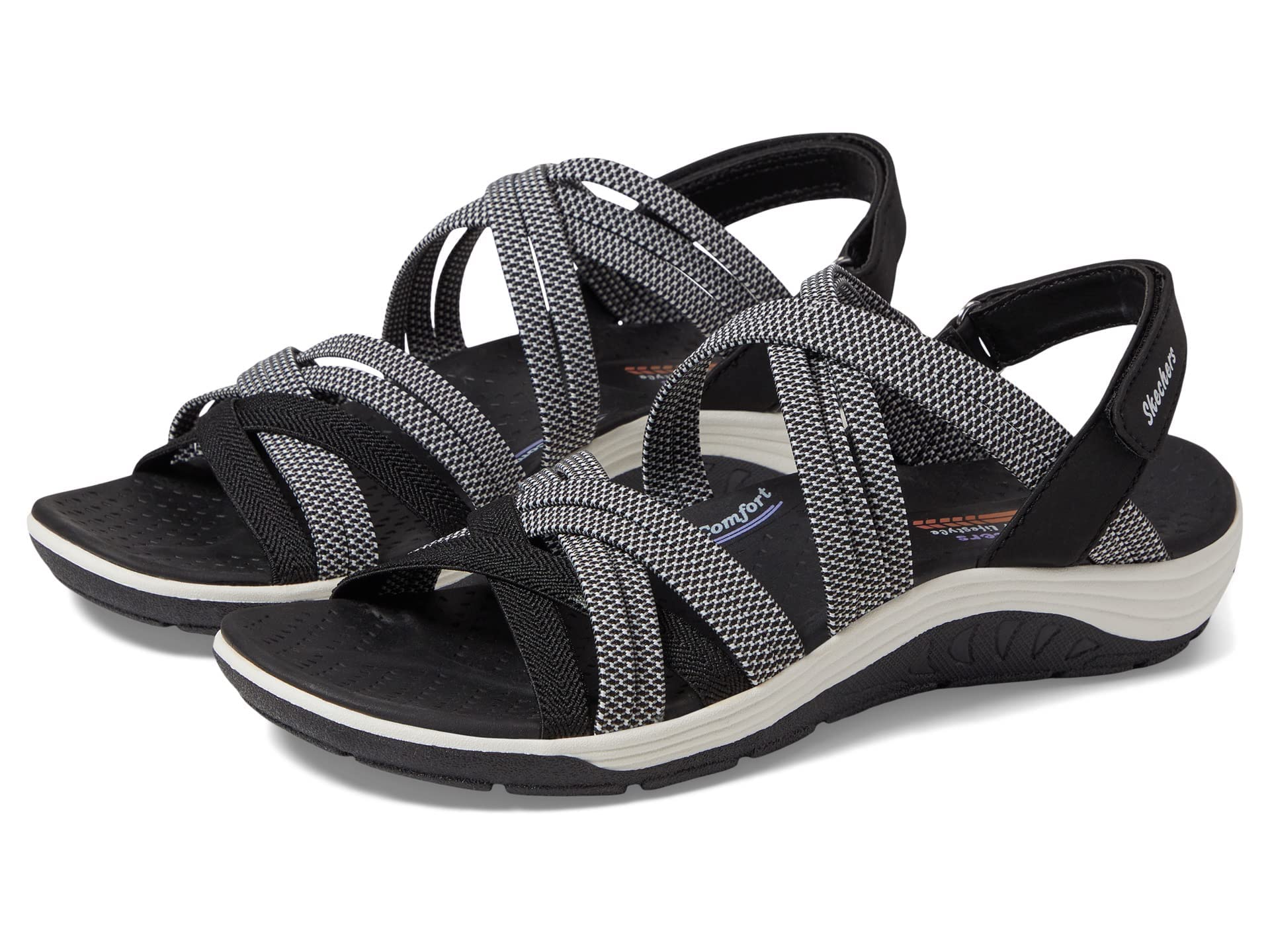 Skechers USA Reggae Cup-Smitten By You Sandalia para mujer, 11 B(M) US, negro-blanco