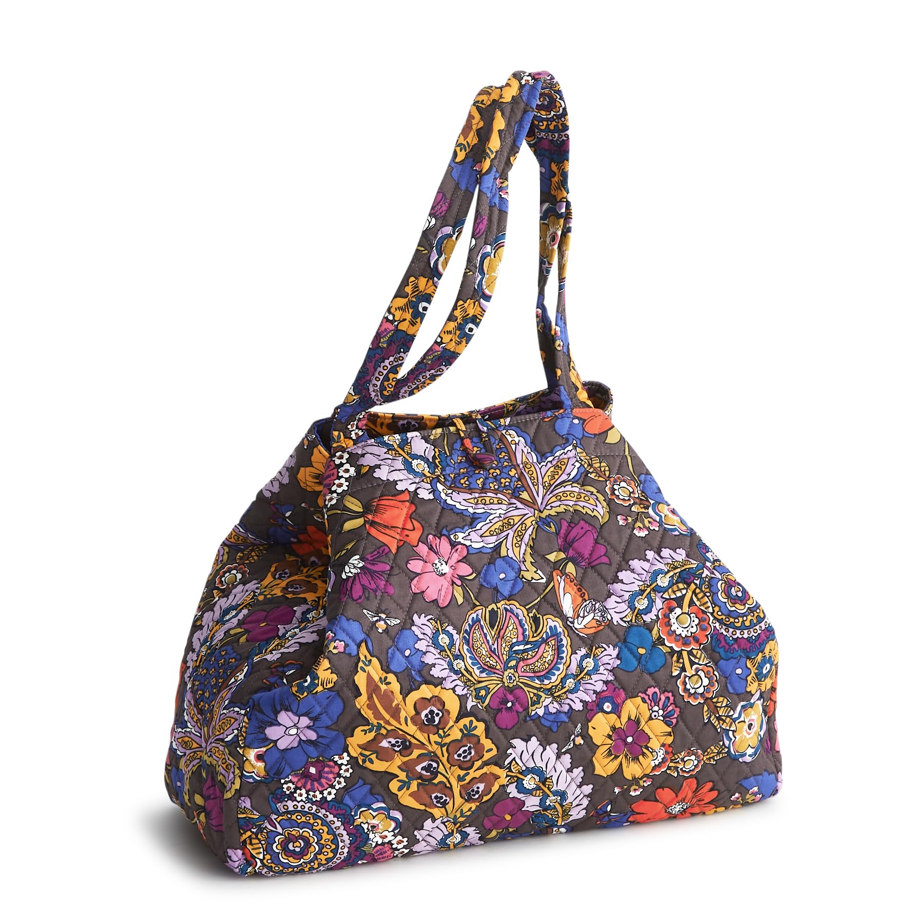 Vera Bradley Bolso Hathaway de algodón premium para mujer, ramo colorido, talla única
