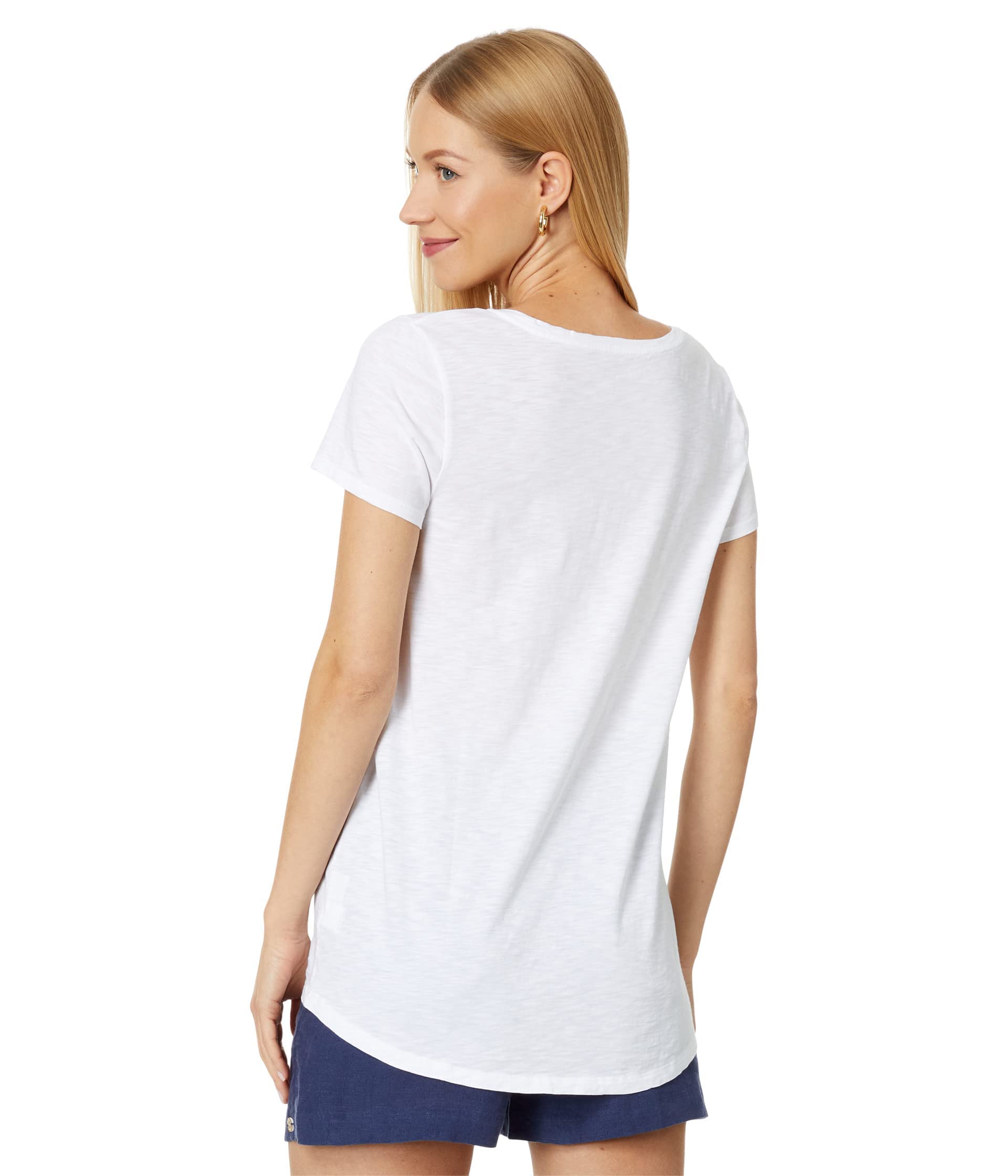 Lilly Pulitzer Etta Camiseta con cuello redondo para mujer - Construcción de algodón 