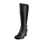 Naturalizer Kalina-Stretch Botas hasta la rodilla para mujer, cuero y tela negro, 11 
