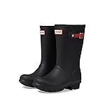 Hunter Bota aislante original para niña (niño pequeño/niño grande) Negro/Logotipo Roj