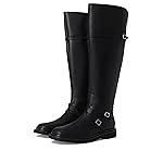 Franco Sarto Botas Ainsley de caña alta para mujer, cuero negro 1 8.5 mediano
