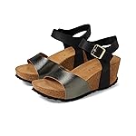 Eric Michael Sandalias de cuña Rosalie para mujer, negro/peltre, 7.5-8