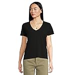 Madewell Northside - Camiseta con cuello en V para mujer, color negro azabache, talla