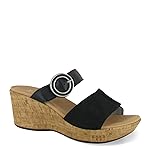 NAOT Footwear Sandalia Breezy para mujer Nubuck de terciopelo negro/cuero negro suave