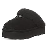 BEARPAW Retro Loki Negro/Negro Talla 9 | Zapatillas suaves y ligeras para interiores 