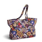 Vera Bradley Bolso Hathaway de algodón premium para mujer, ramo colorido, talla única