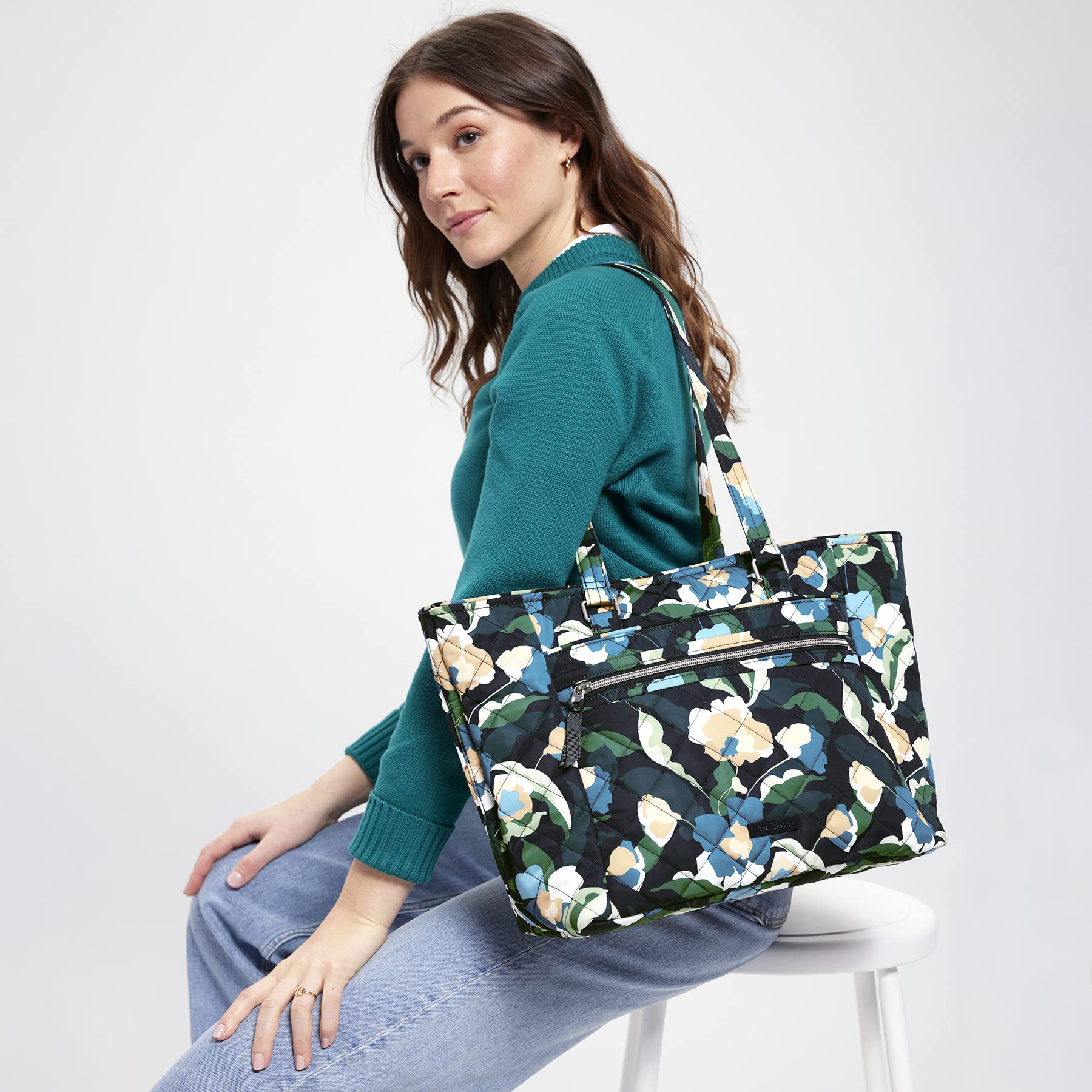Vera Bradley Performance Twill Work Tote Bag para mujer, Immersed Blooms, talla única