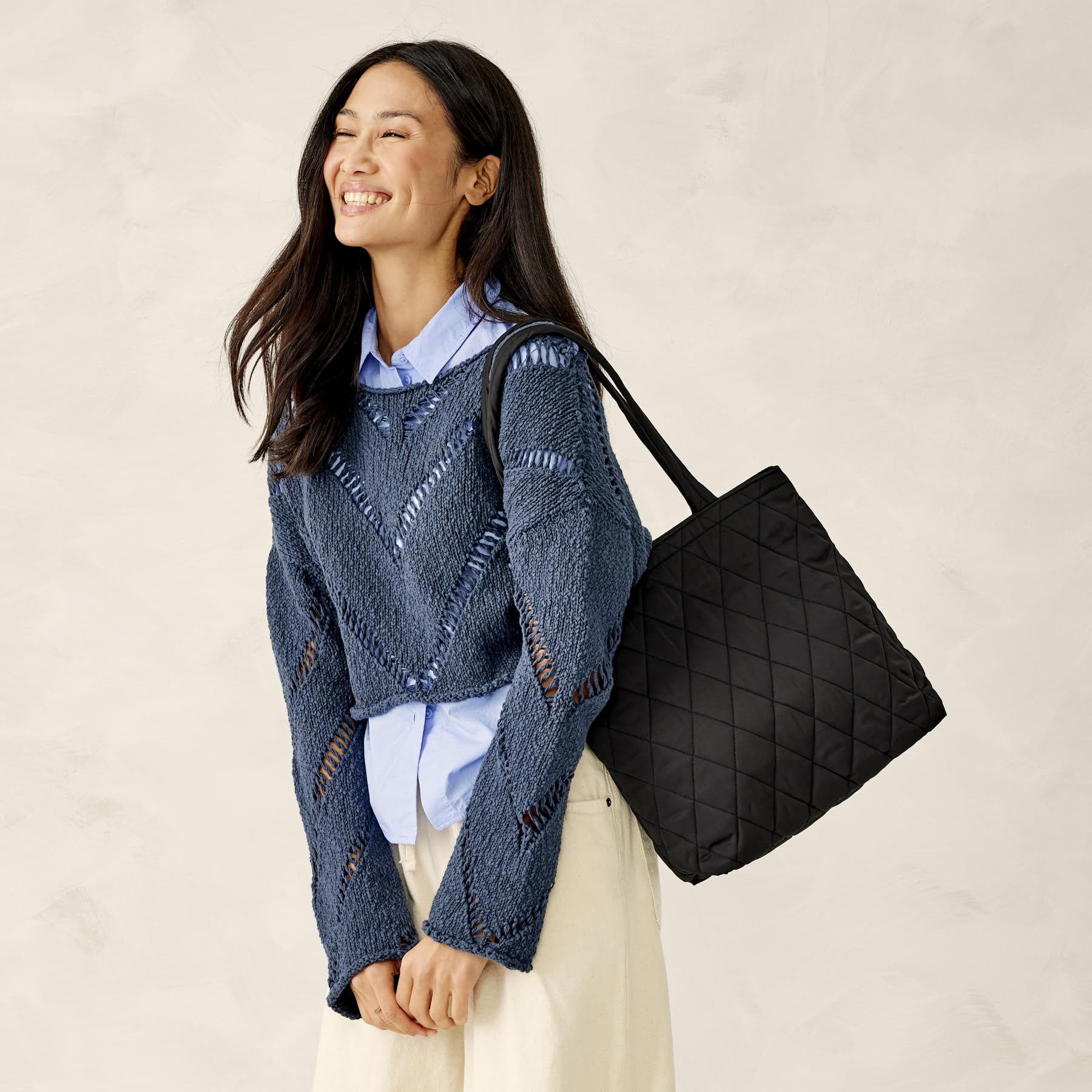 Vera Bradley Bolso tote original pequeño de sarga Performance para mujer, Noche sin l