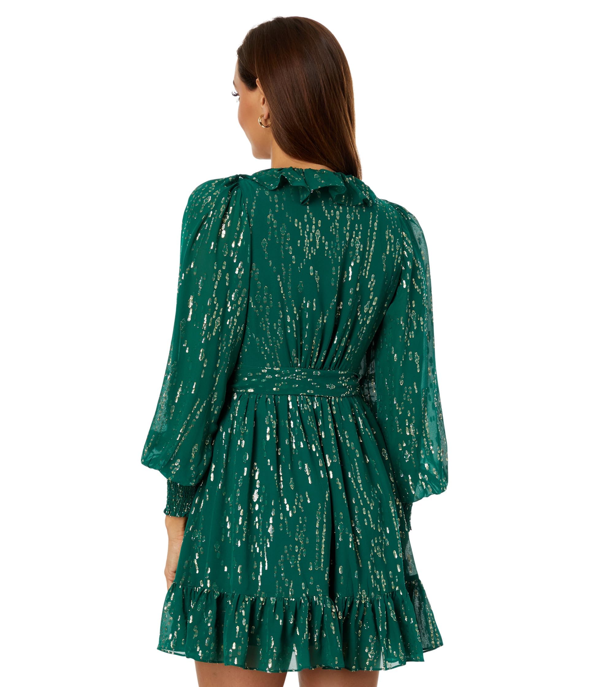 Lilly Pulitzer Mujer Birdy Manga Larga Seda Wr Evergreen Fish Clip Gasa 4 Talla única