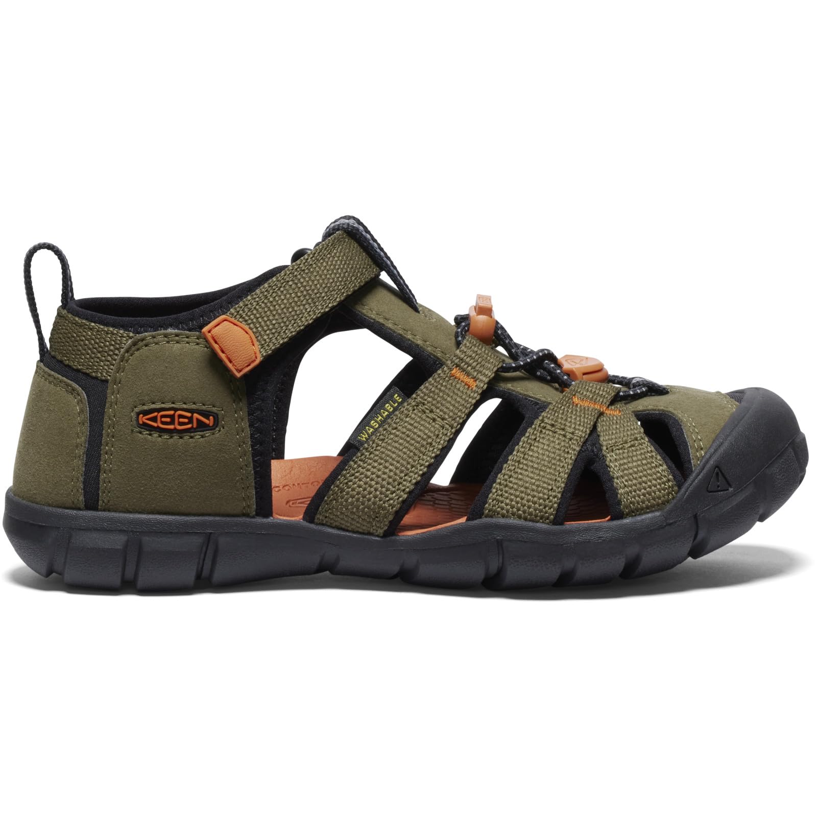 KEEN Sandalias unisex para niños Seacamp 2 CNX con puntera cerrada, color oliva oscur