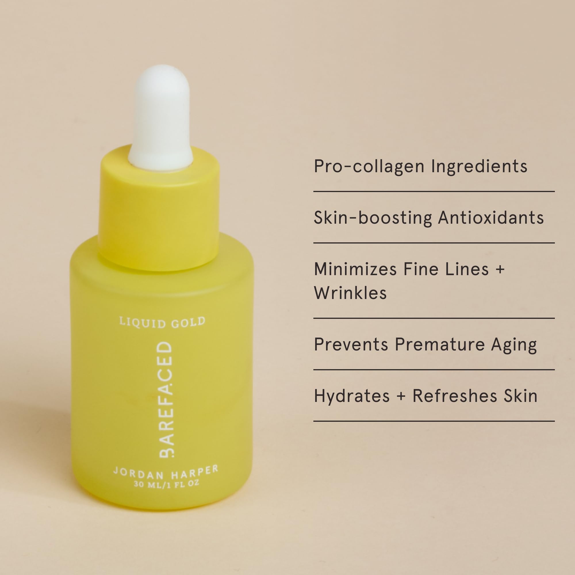 Barefaced Liquid Gold 1 Fl Oz - Suero 15% de vitamina C con ácido hialurónico y vitam