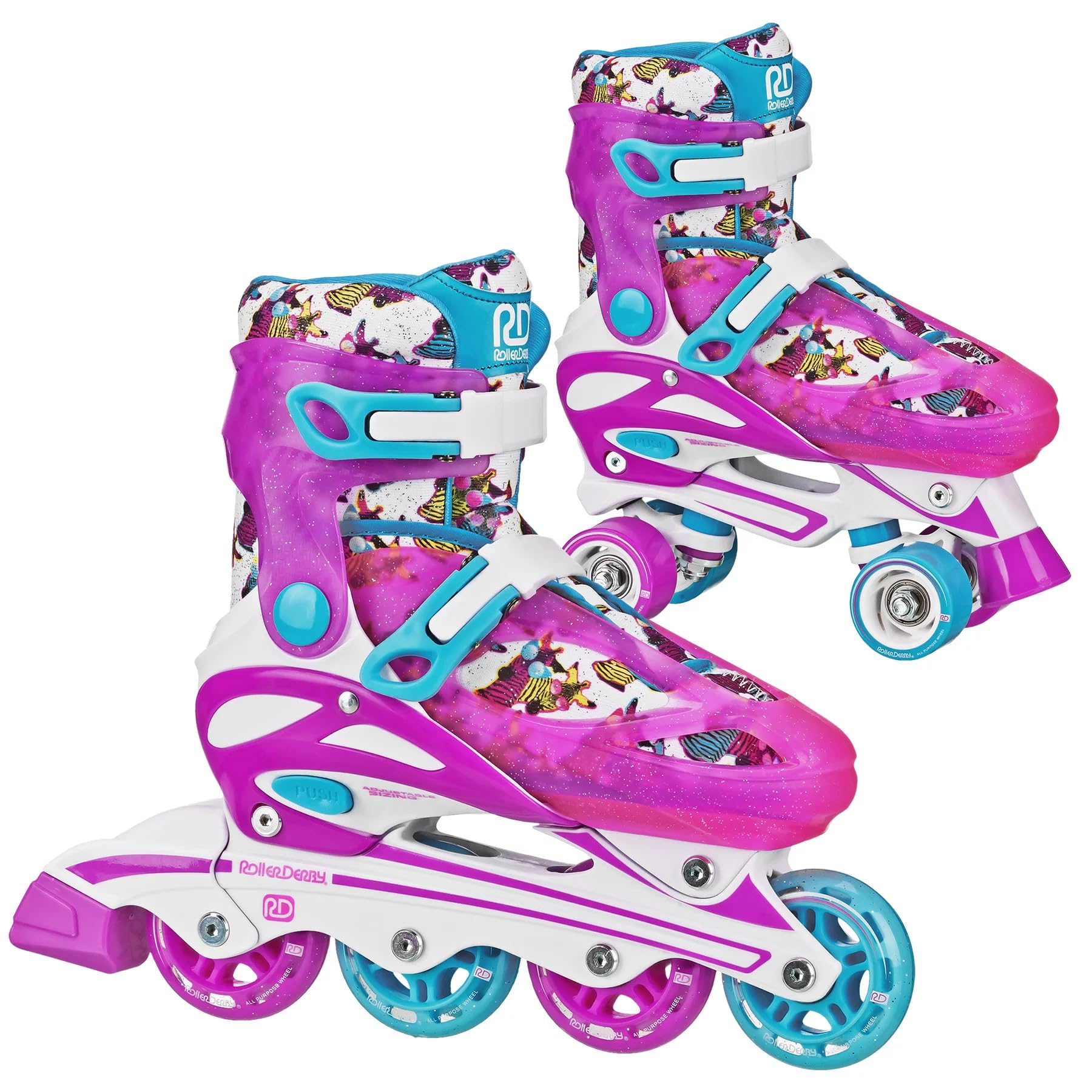 Roller Derby Falcon 2 en 1 Combo Quad y patines en línea para niños, tamaño ajustable