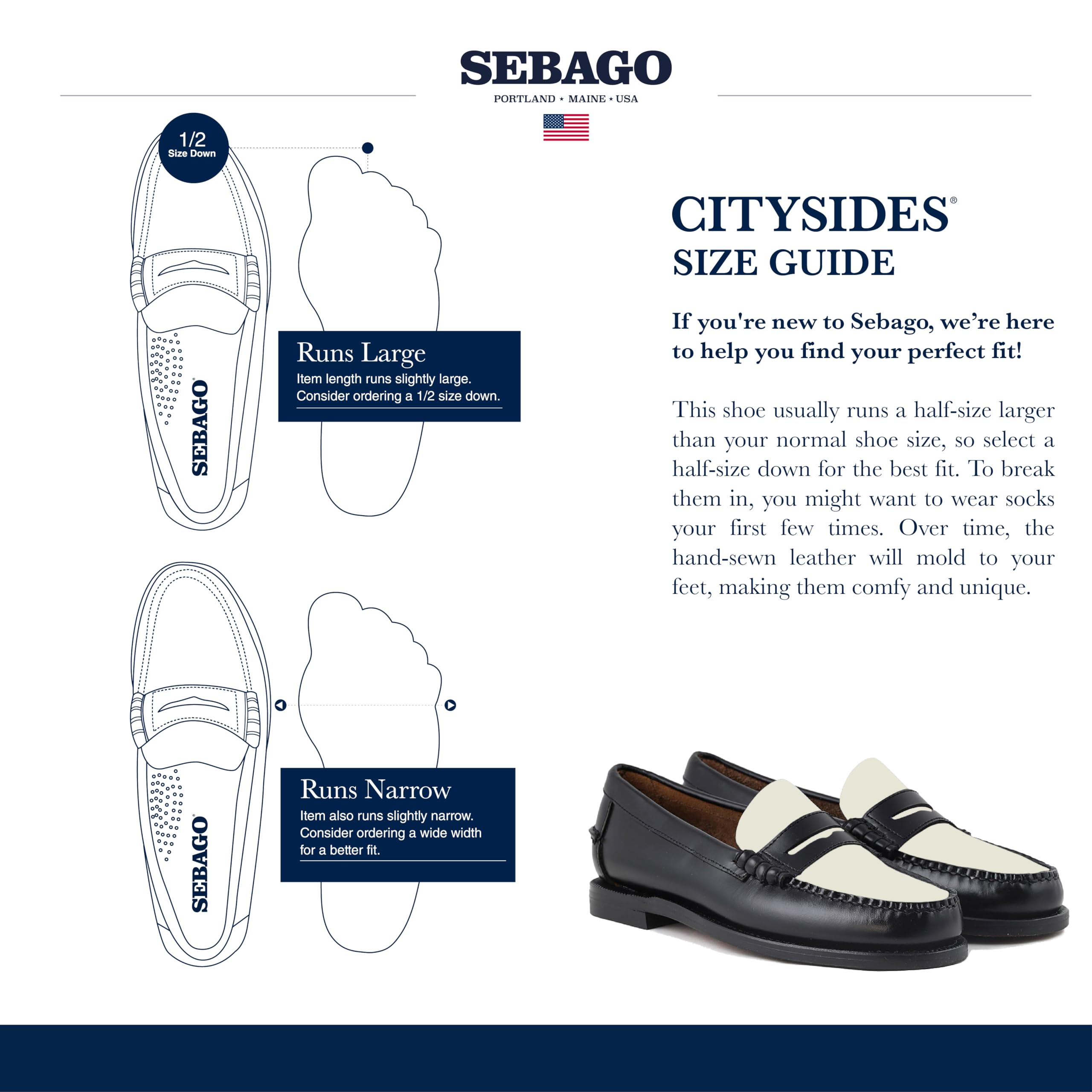 Sebago Classic Dan Mocasines para Hombre, Negro-Blanco - 13 Regular