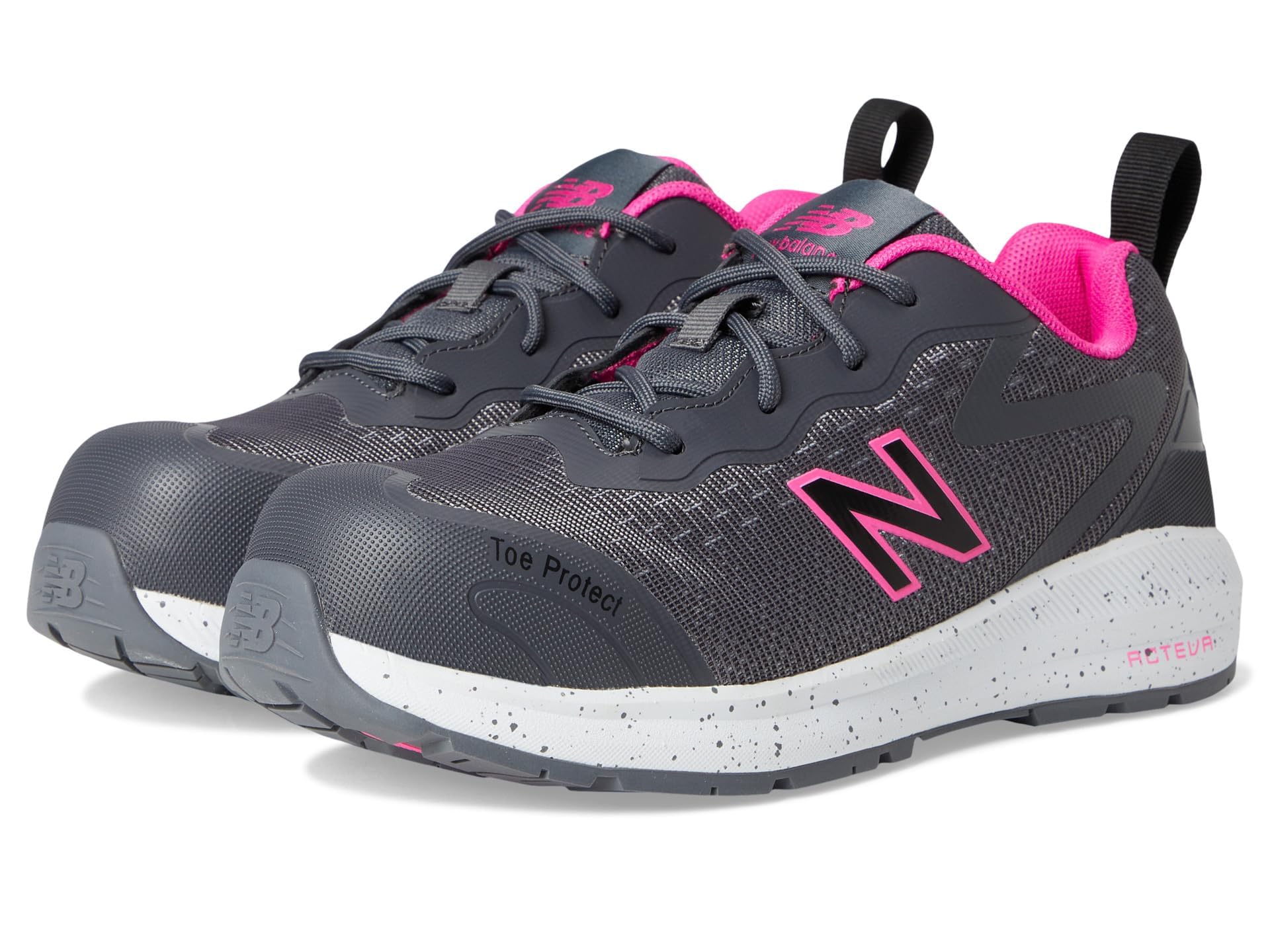 Zapatos de trabajo industriales New Balance Logic Composite Toe para mujer, gris/rosa