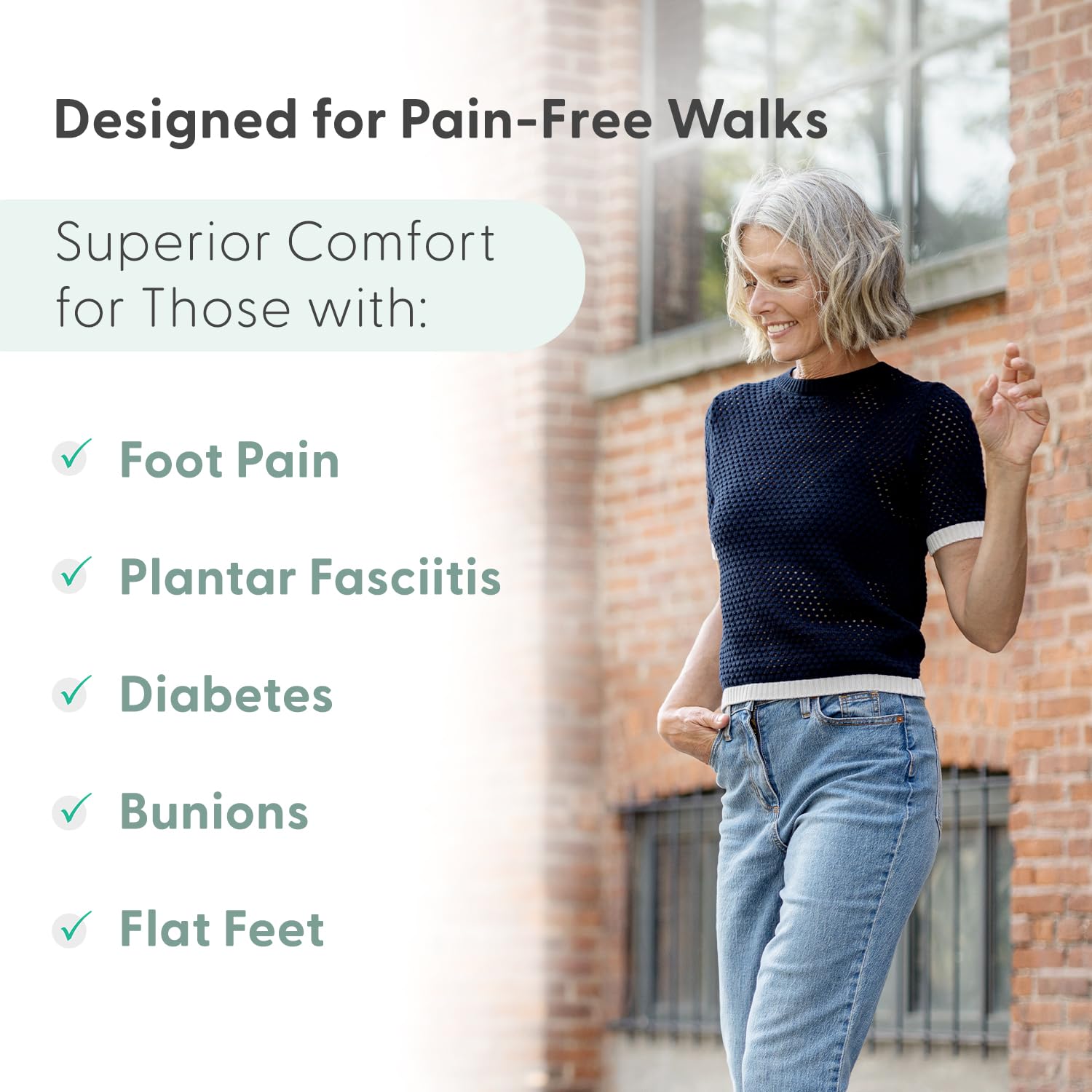 Orthofeet Zapatilla ortopédica Kita manos libres, repelente al agua, para mujer, colo