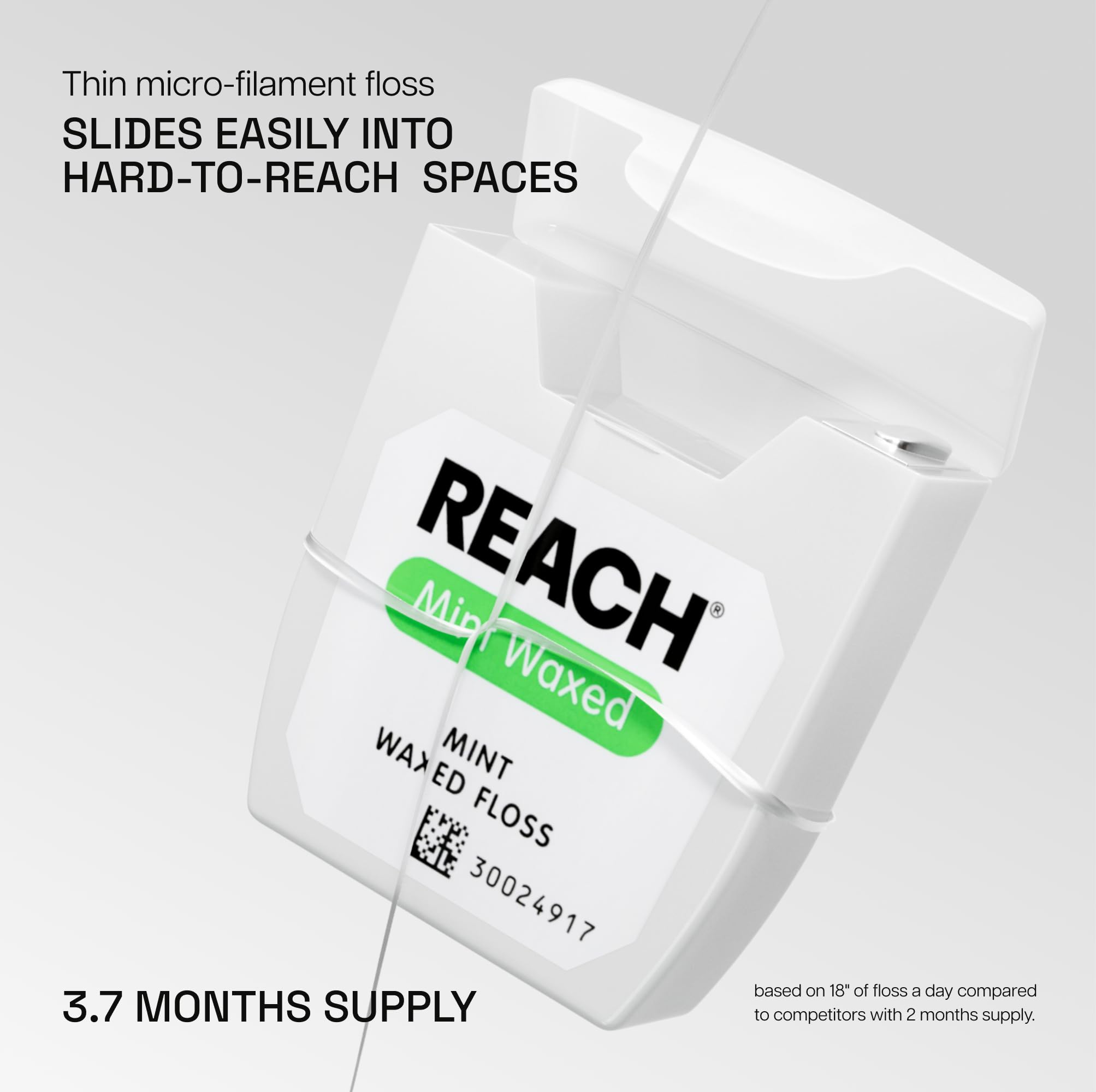 REACH Hilo Dental Encerado, Menta, Removedor de Placa para Dientes, Resistente al Des
